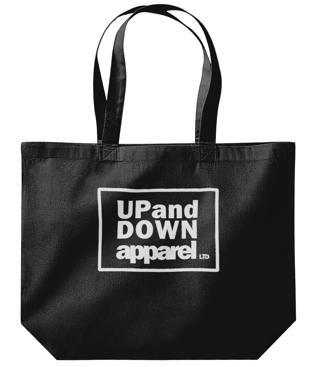 Tote bag with large logo.