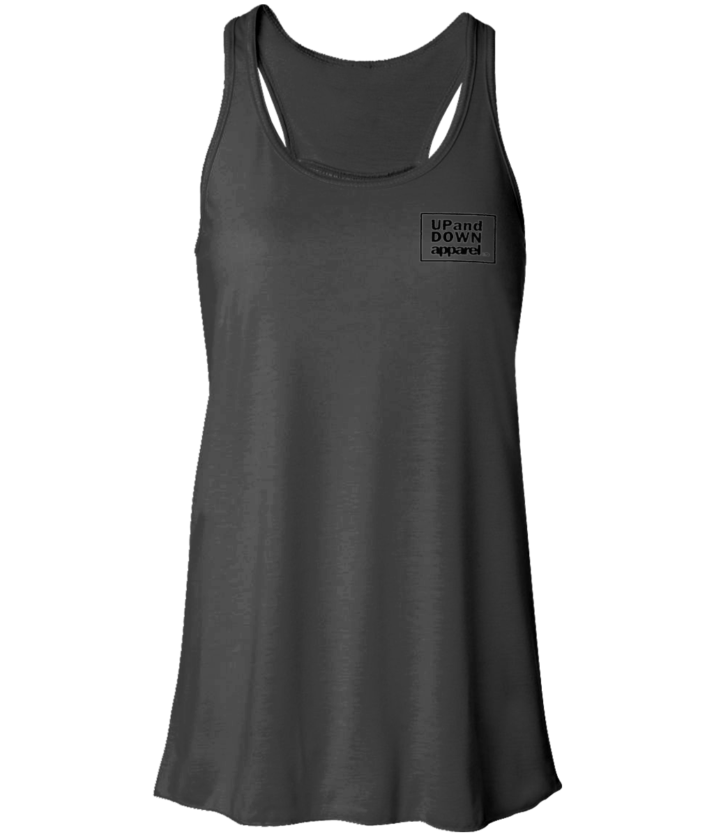 Barbells and Braids Flowy Racer Back Tank - Logo Front