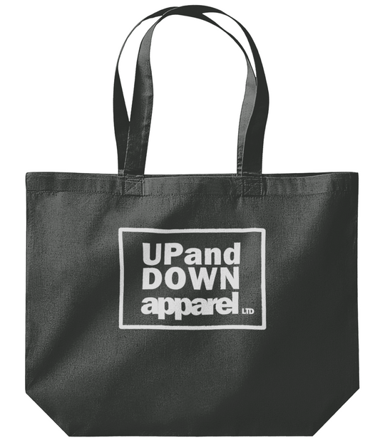 Tote bag with large logo.