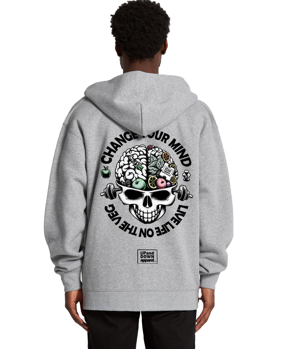 Change Your Mind Zipped Relaxed Hoodie - Logo Front