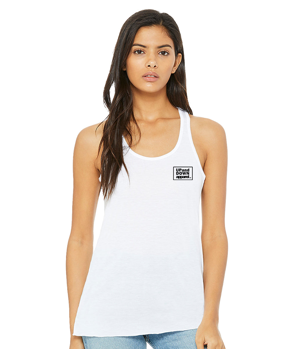 Barbells and Braids Flowy Racer Back Tank - Logo Front