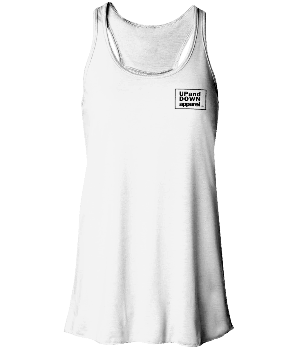 Barbells and Braids Flowy Racer Back Tank - Logo Front