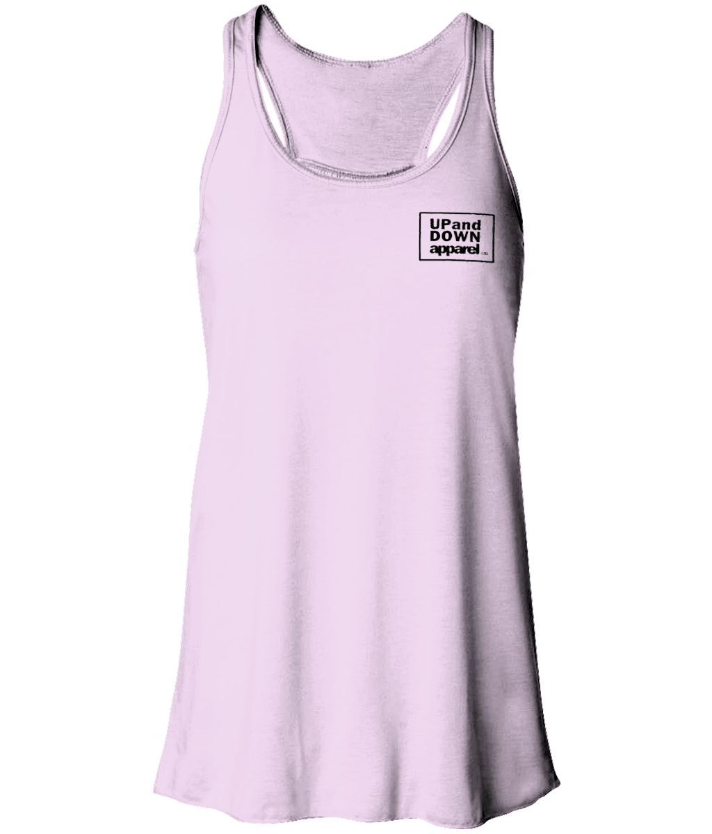 Barbells and Braids Flowy Racer Back Tank - Logo Front